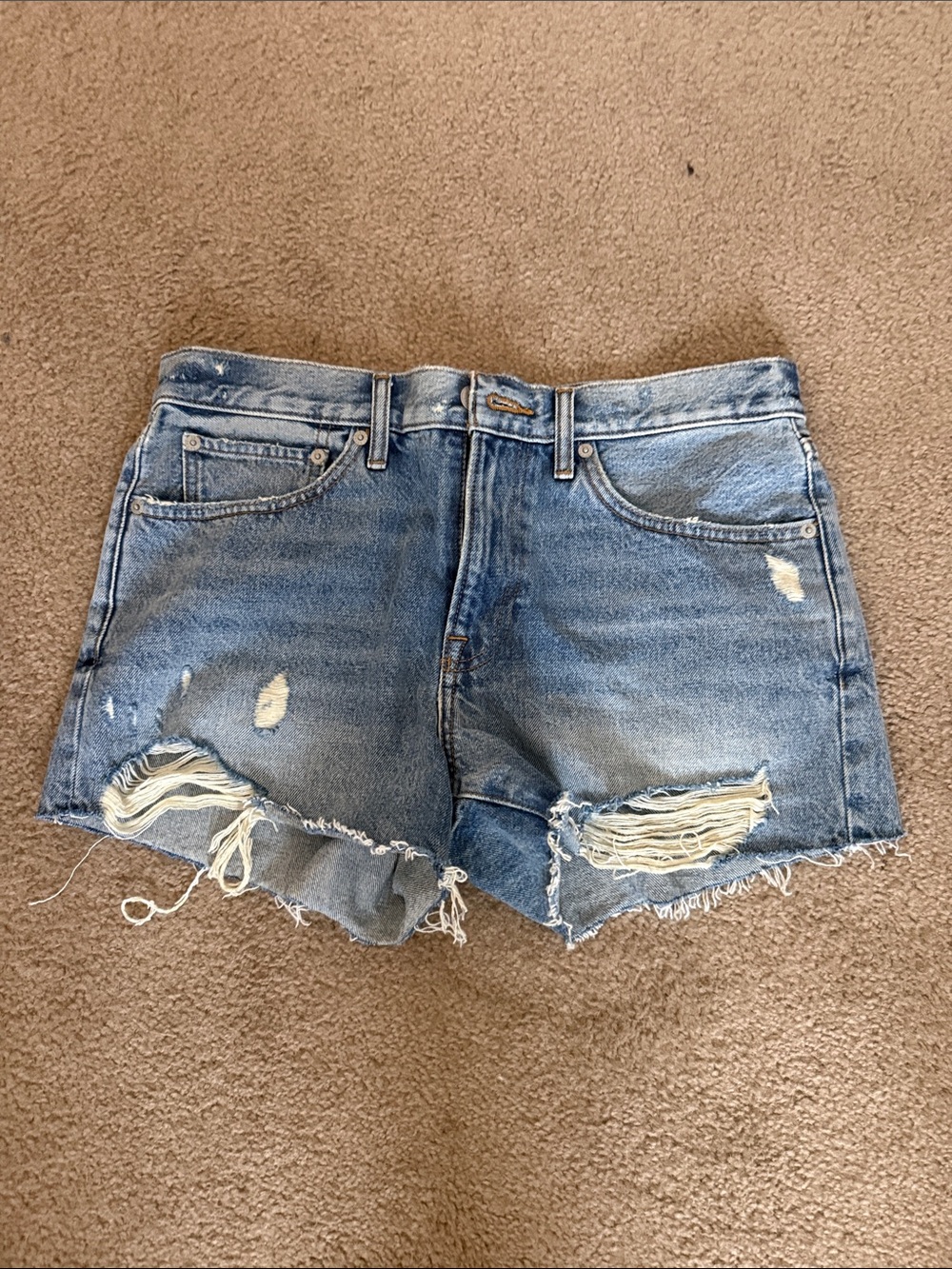 Lucky jean shorts 10/30 mid rise cutoff distressed denim new without tags
